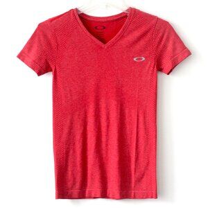 Oakley Red Breathable Athletic V-Neck Short-Sleeve T-Shirt Extra Small